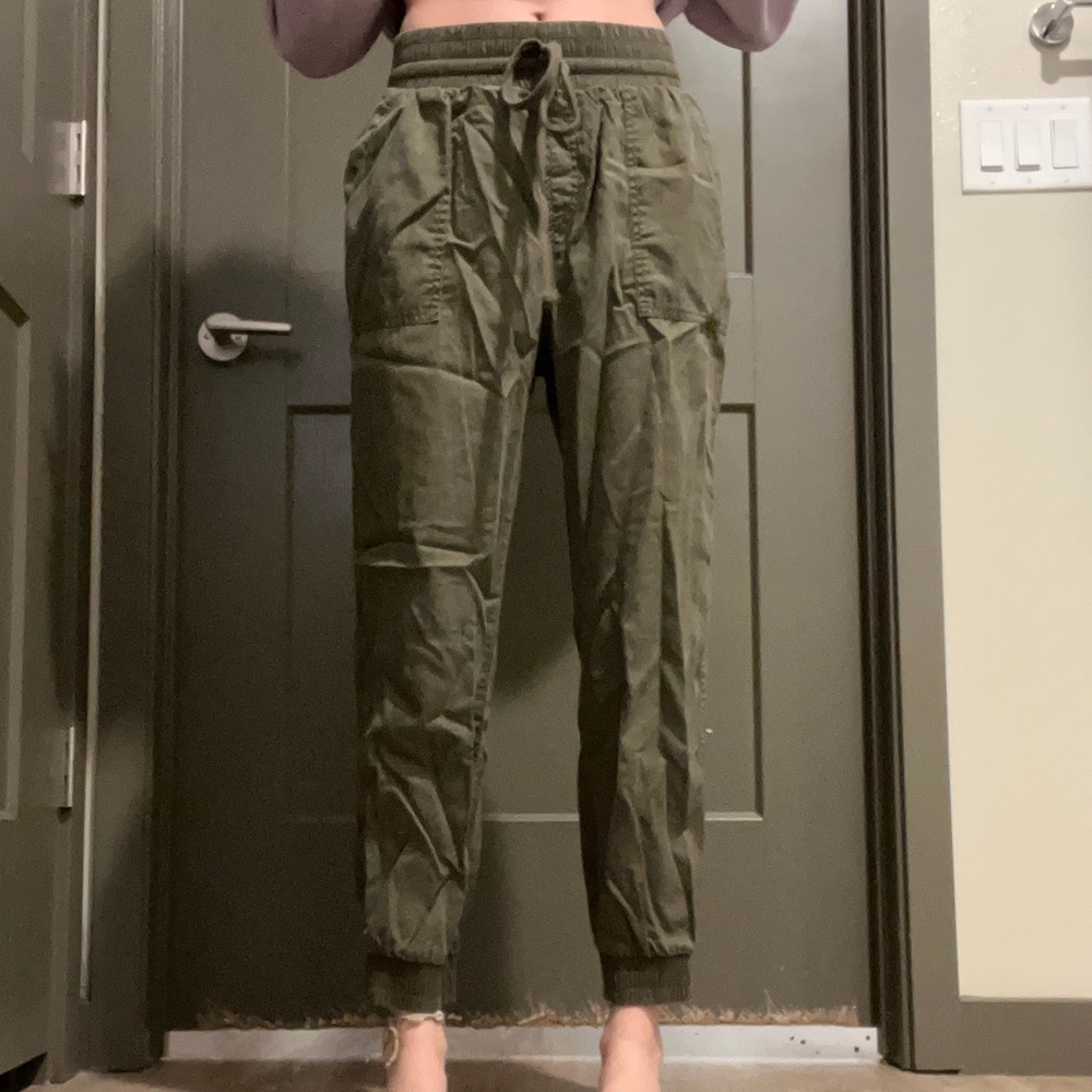 size small dark green joggers